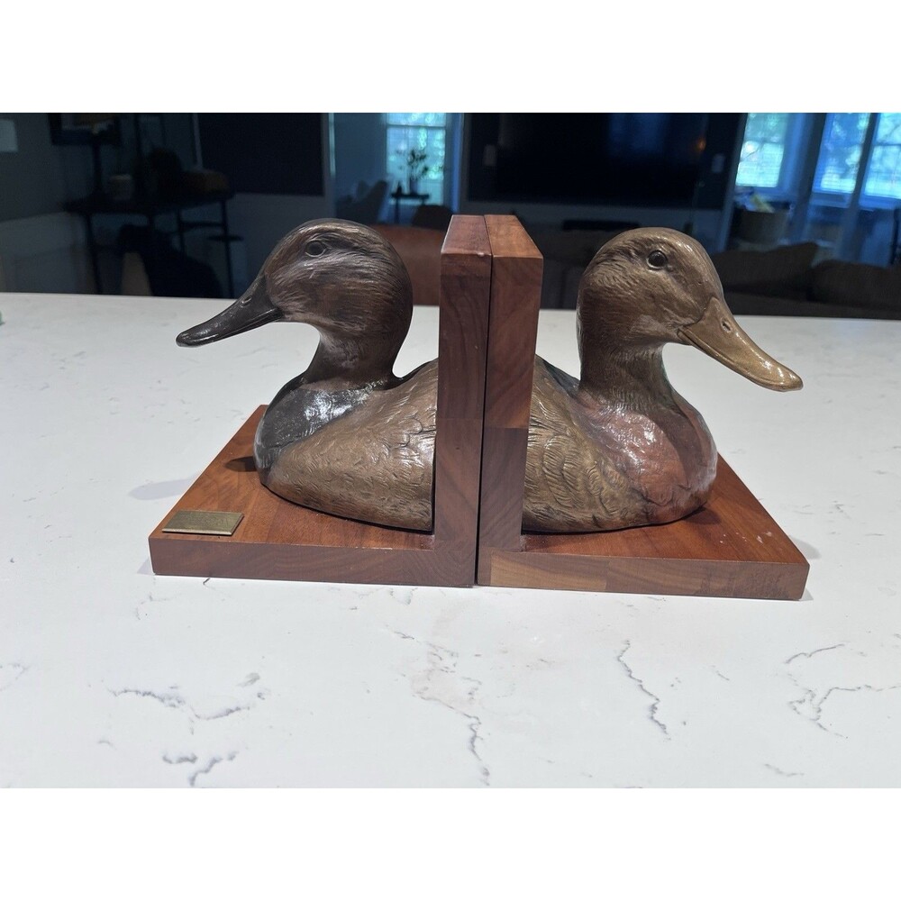 Vintage Chesapeake Reproductions Brass Mallard Duck Bookends USA